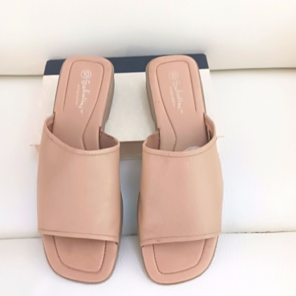 Sabatini Leather Women Slide Open Toe Upper Cushioned Slip-ons Tan Size …